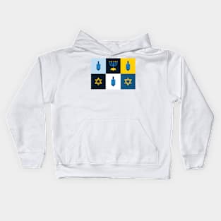 colorblock hebrew hanukkah menorah dreidel Kids Hoodie